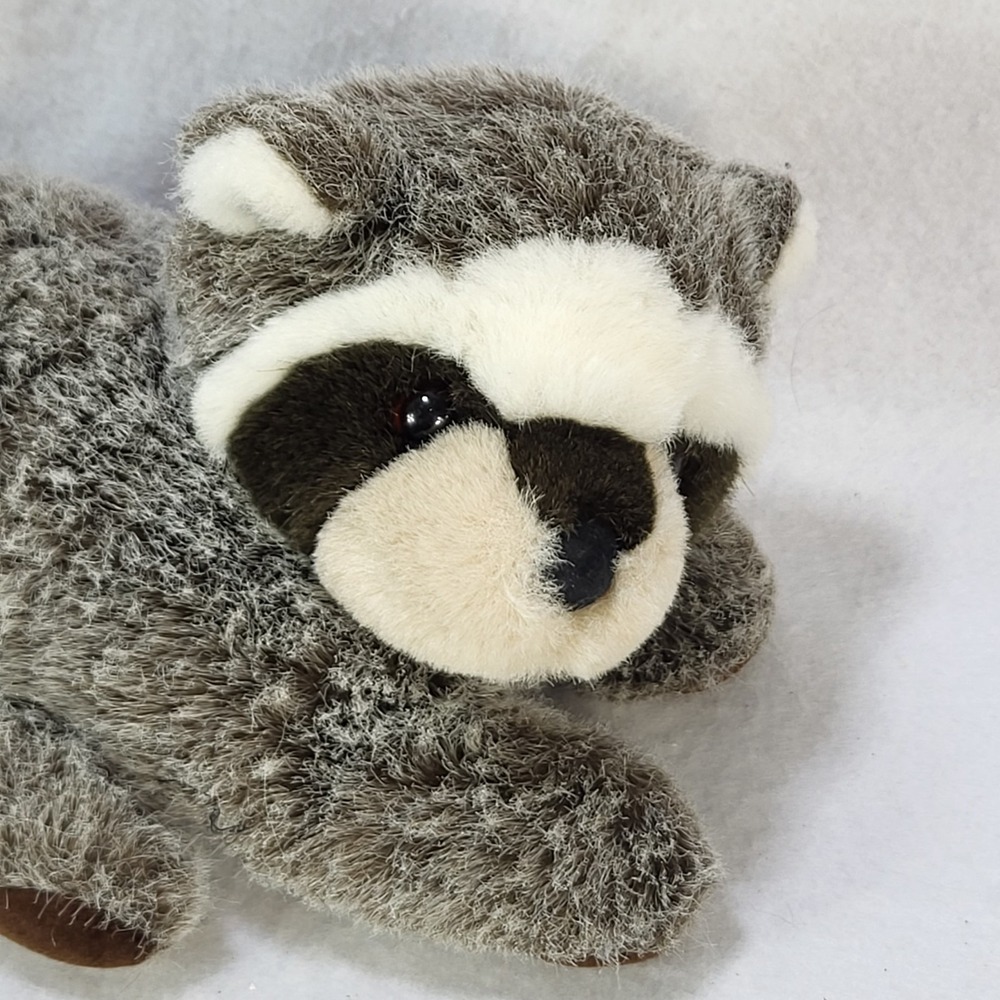 Douglas Raccoon Plush Laying Gray Realistic Stuffed Animal 12" Little Cuddlers